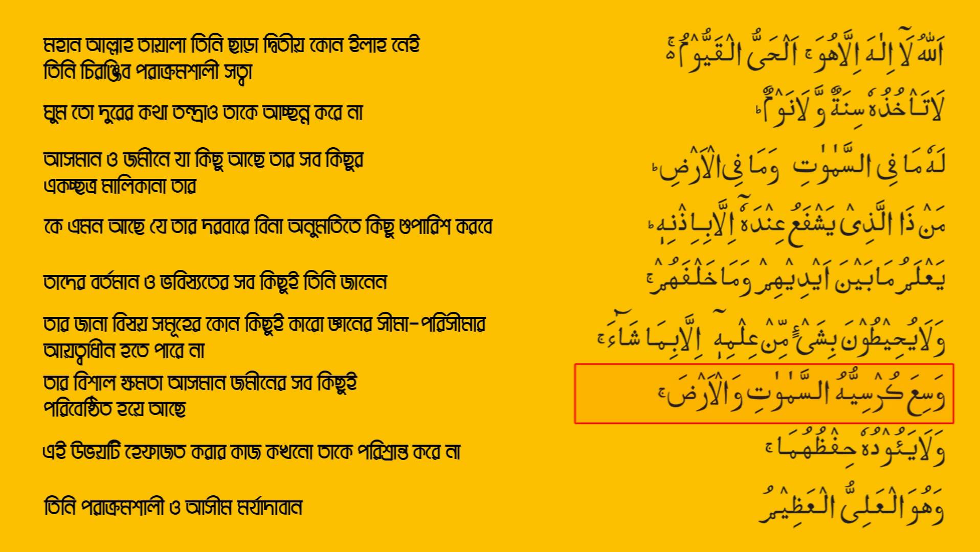 ayatul kursi bangla meaning pdf
